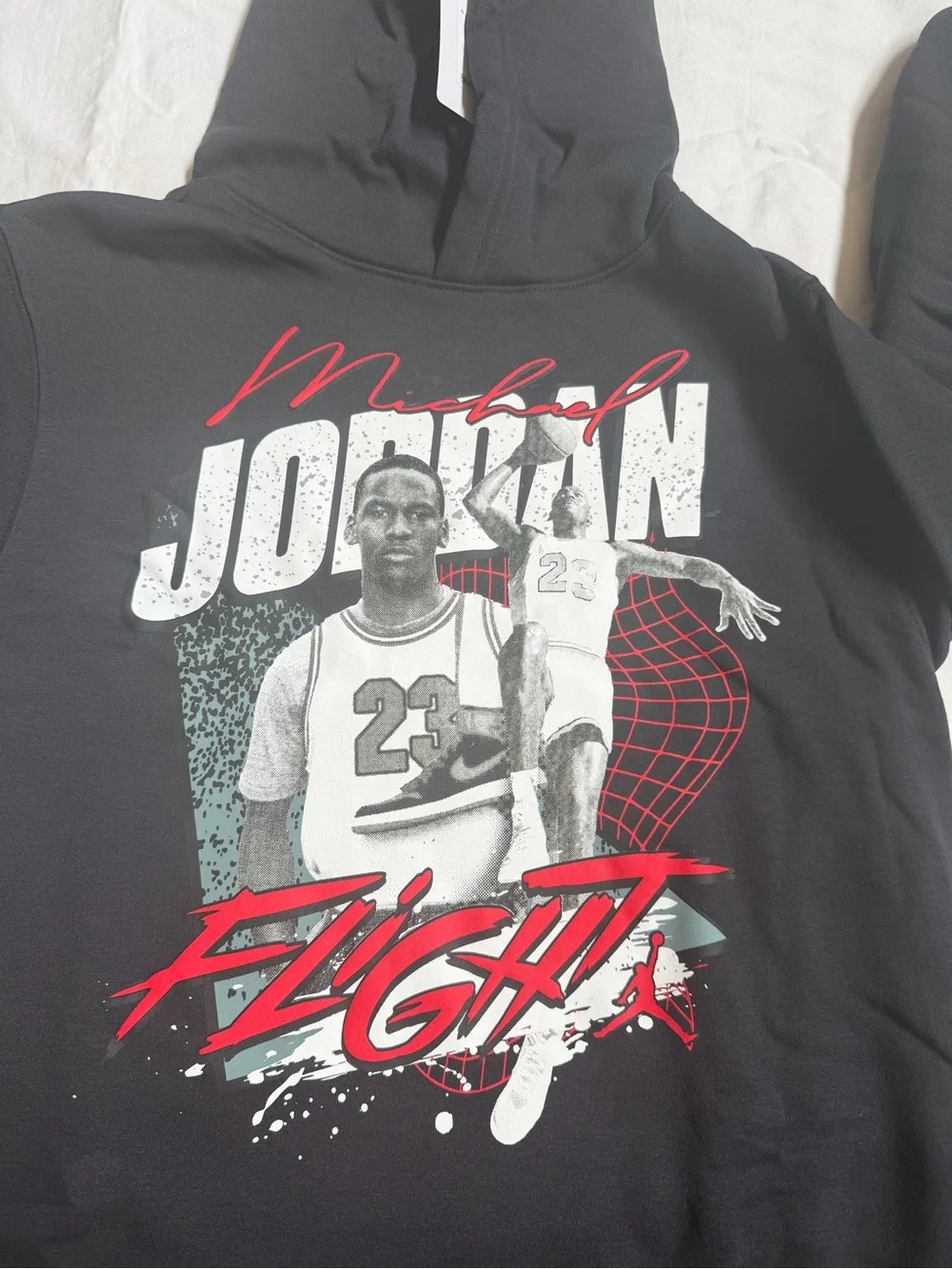 Jordan Black Hoodie with Red & White youth